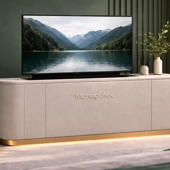 Space-saving automated TV cabinet open with hidden TV lift unit modern furniture design