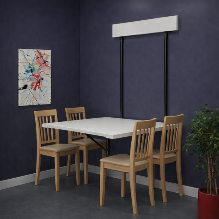 Space saving wall mounted dining table with chairs for small dining space