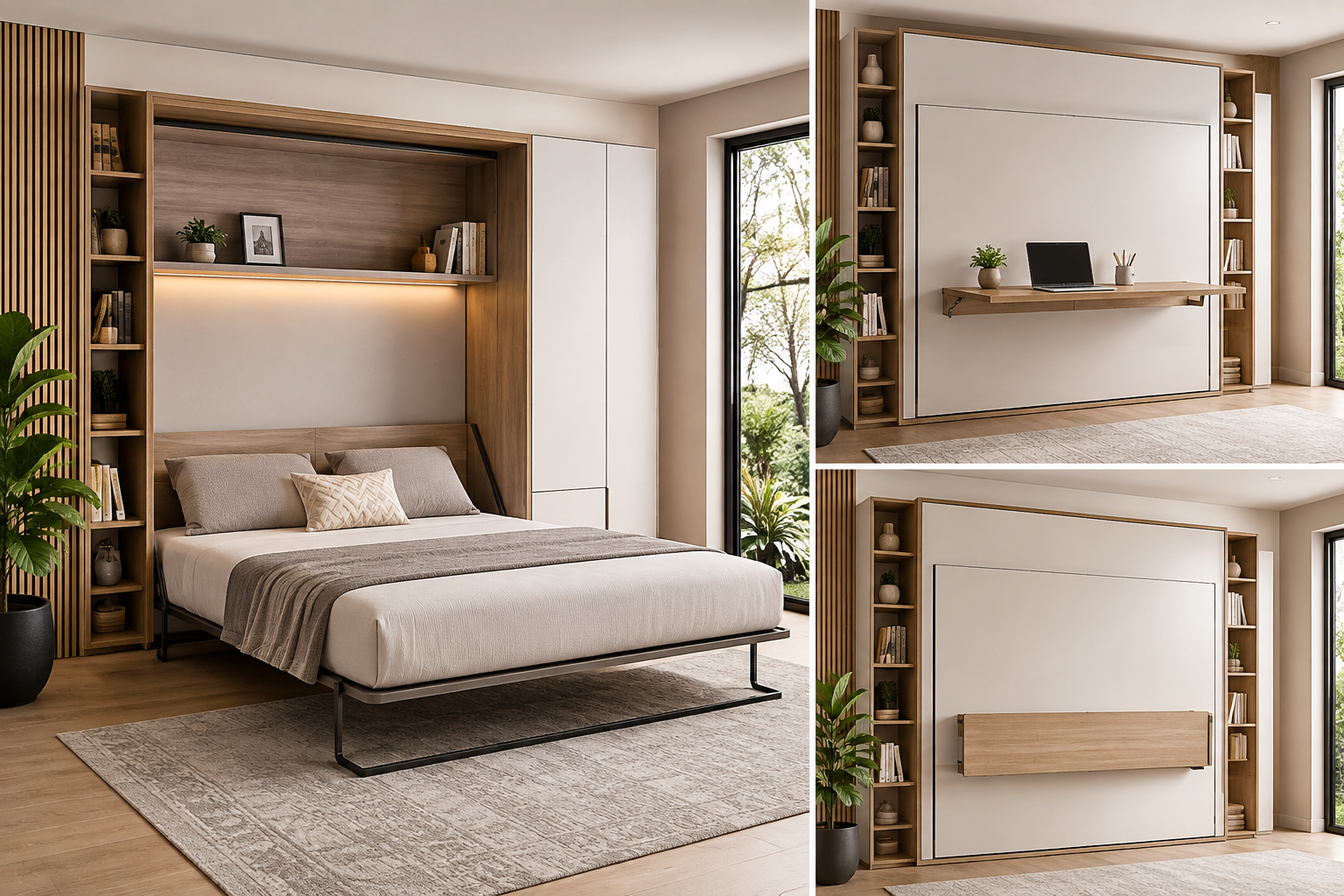 Foldable wall mounted Murphy bed for compact homes in Delhi NCR - Mahagunee
